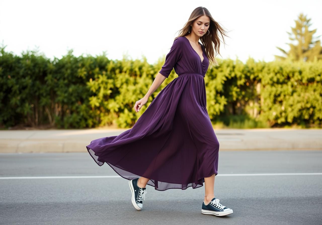 Кроссовки и кеды: как носить спортивную обувь с платьями и юбками
